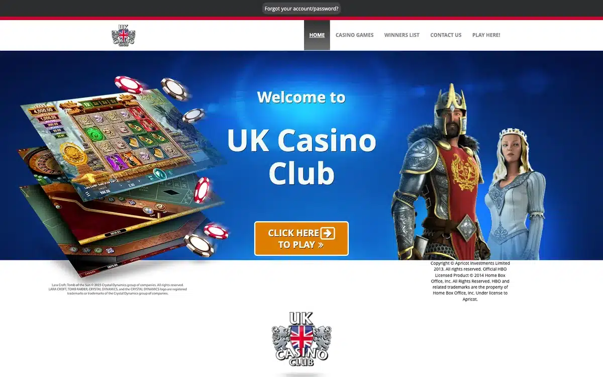 UK Casino Club homepage