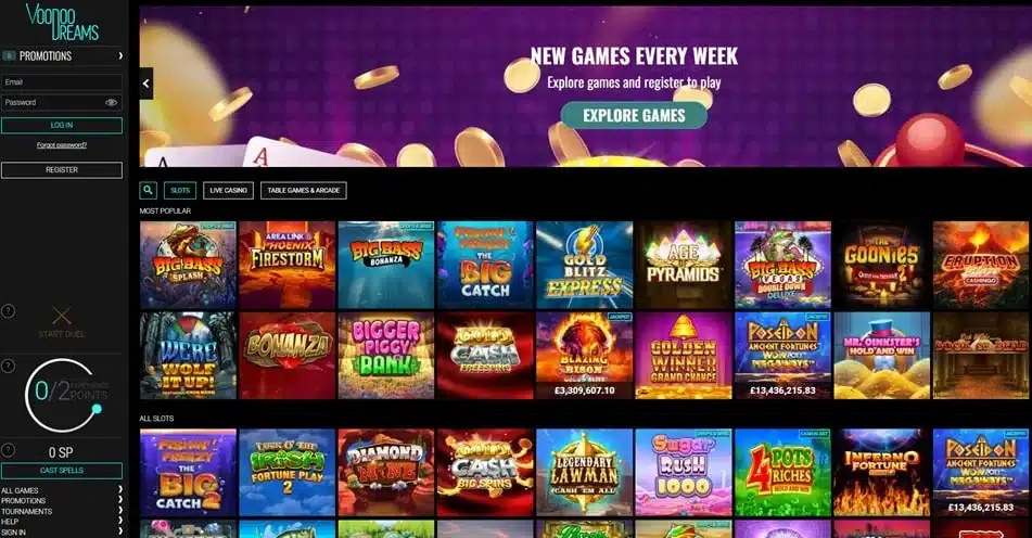 Voodoo Dreams homepage screenshot