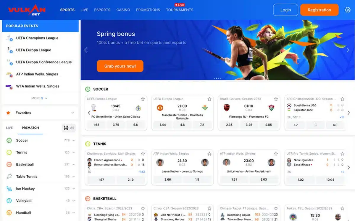 Historical VulkanBet sportsbook homepage before the casino closed