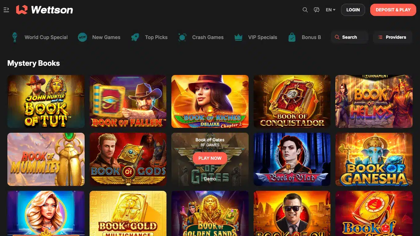 Wettson Casino homepage screenshot