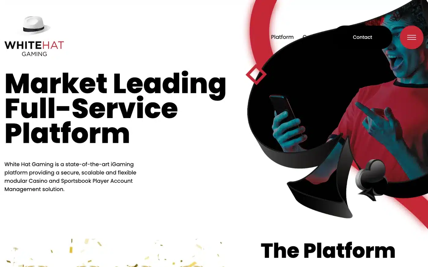 White Hat Gaming official website showing its casino and sportsbook platform
