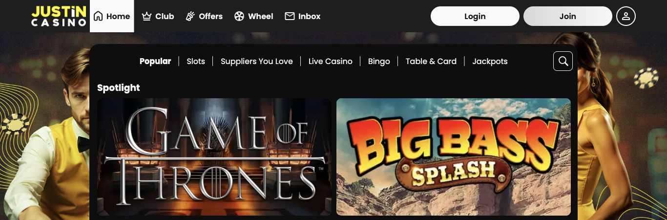Justin Casino on 3 October 2026: casino catalogue and spotlight slots.